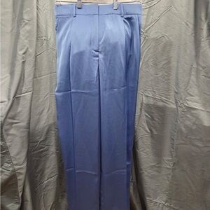 NWT Calvin Klein Women's Satin High-Waist Wide-Leg Pants In Azurine Size 6